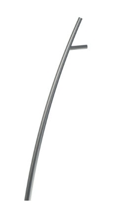 A curved metal rod with a short perpendicular bar attached near the top, set against a white background.
